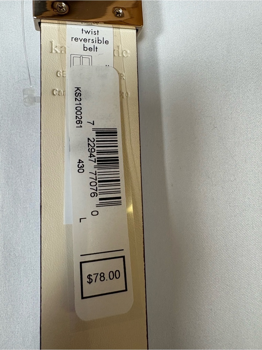 Kate Spade Blue & Cream Reversible Heart Accent Belt - Picture 3 of 7